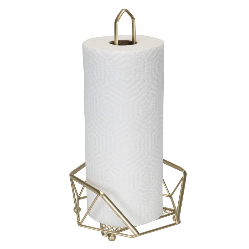 Kitchen Details Geode Paper Towel Holder | Countertop | Free Standing | Holds 1 Large Roll | Rust Resistant | Decorative | Satin Gold - Image 1